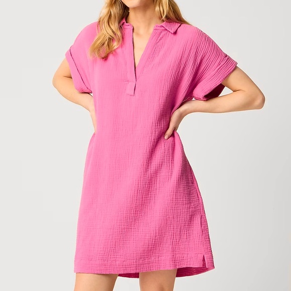 J. Crew Dresses & Skirts - EUC J. Crew Gauze Popover Dress Pink Size Large
